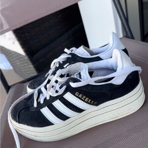 Adidas Gazelle Women's Black and White Platform Sneakers